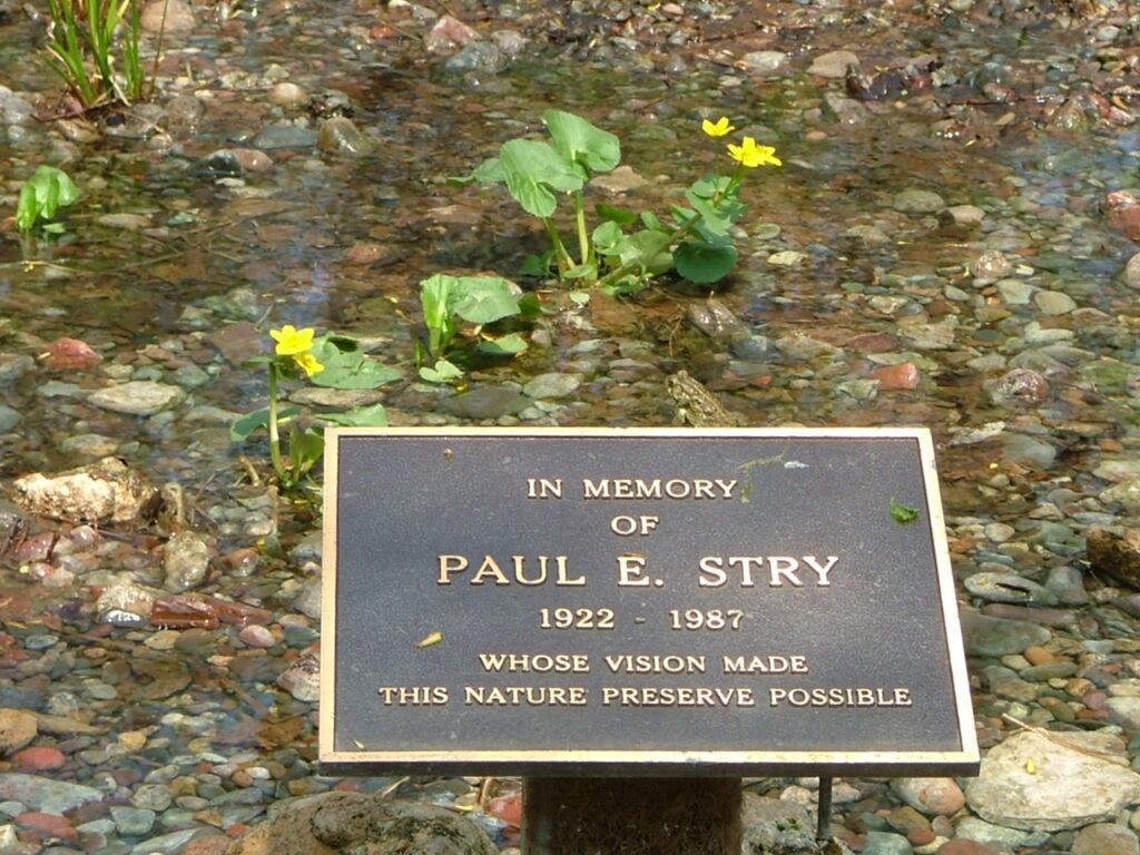 A memorial plaque for Paul E. Stry.
