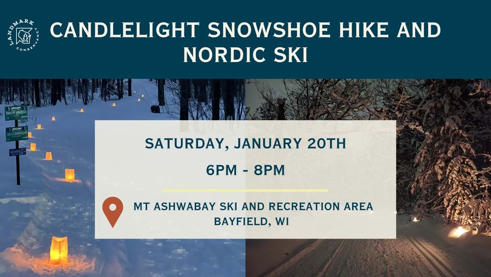 Promo for a winter hike with a winter scene and hike details in overlaid text.