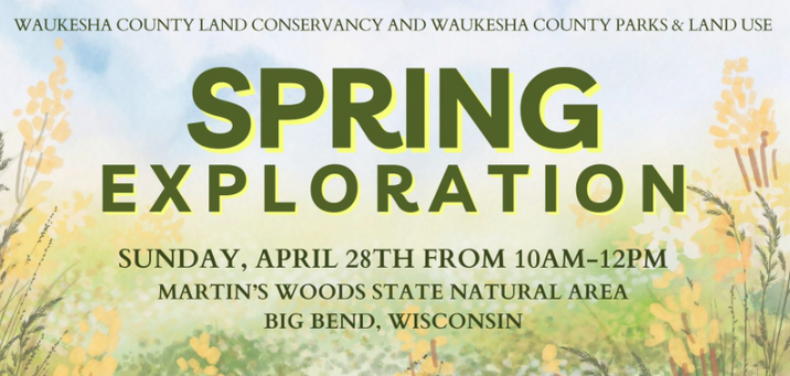 A web page banner displays event details for the Spring Exploration Hike.
