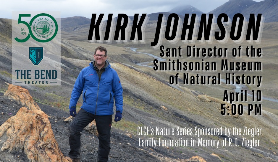 Graphic promoting Kirk Johnson presentation.