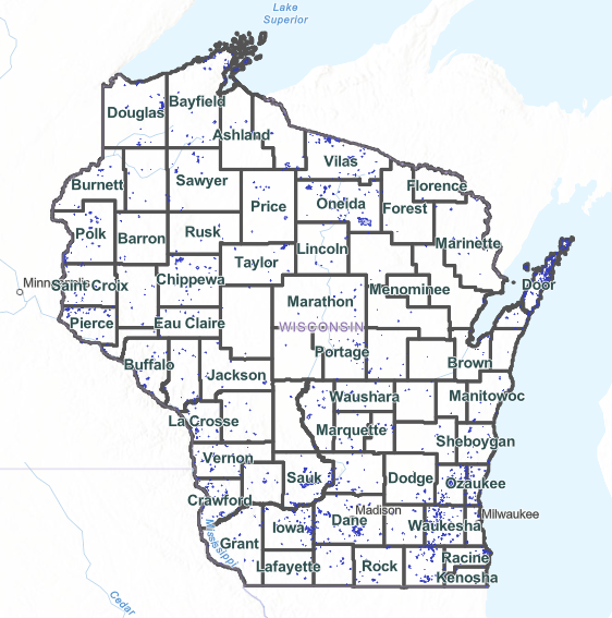 A map of Wisconsin.